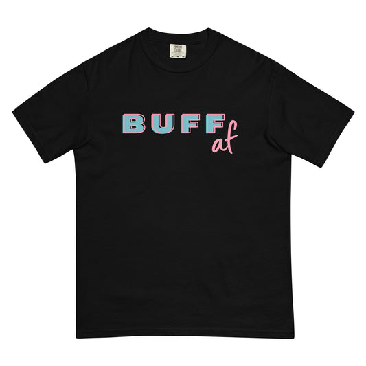 BUFF AF (blue/pink) - Men’s garment-dyed heavyweight t-shirt