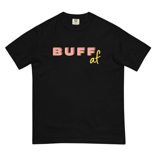 BUFF AF (pink/yellow) - Men’s garment-dyed heavyweight t-shirt
