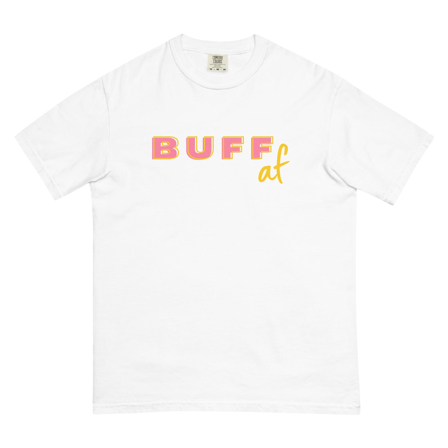 BUFF AF (pink/yellow) - Men’s garment-dyed heavyweight t-shirt